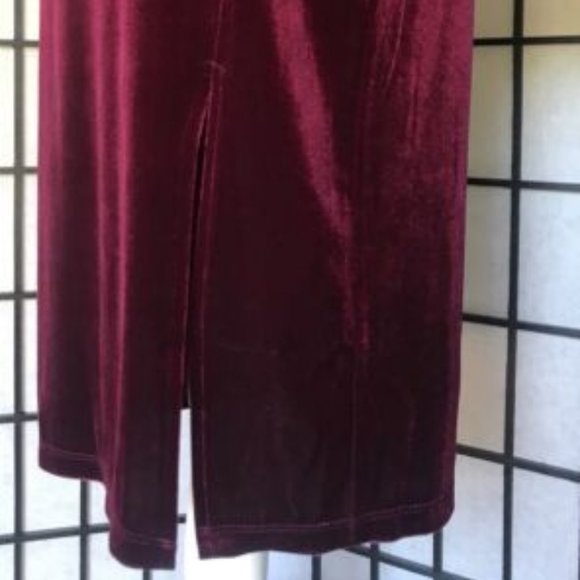 New Women's En Focus Studio Velvet Dress Burgundy Size 8 - Picture 4 of 7